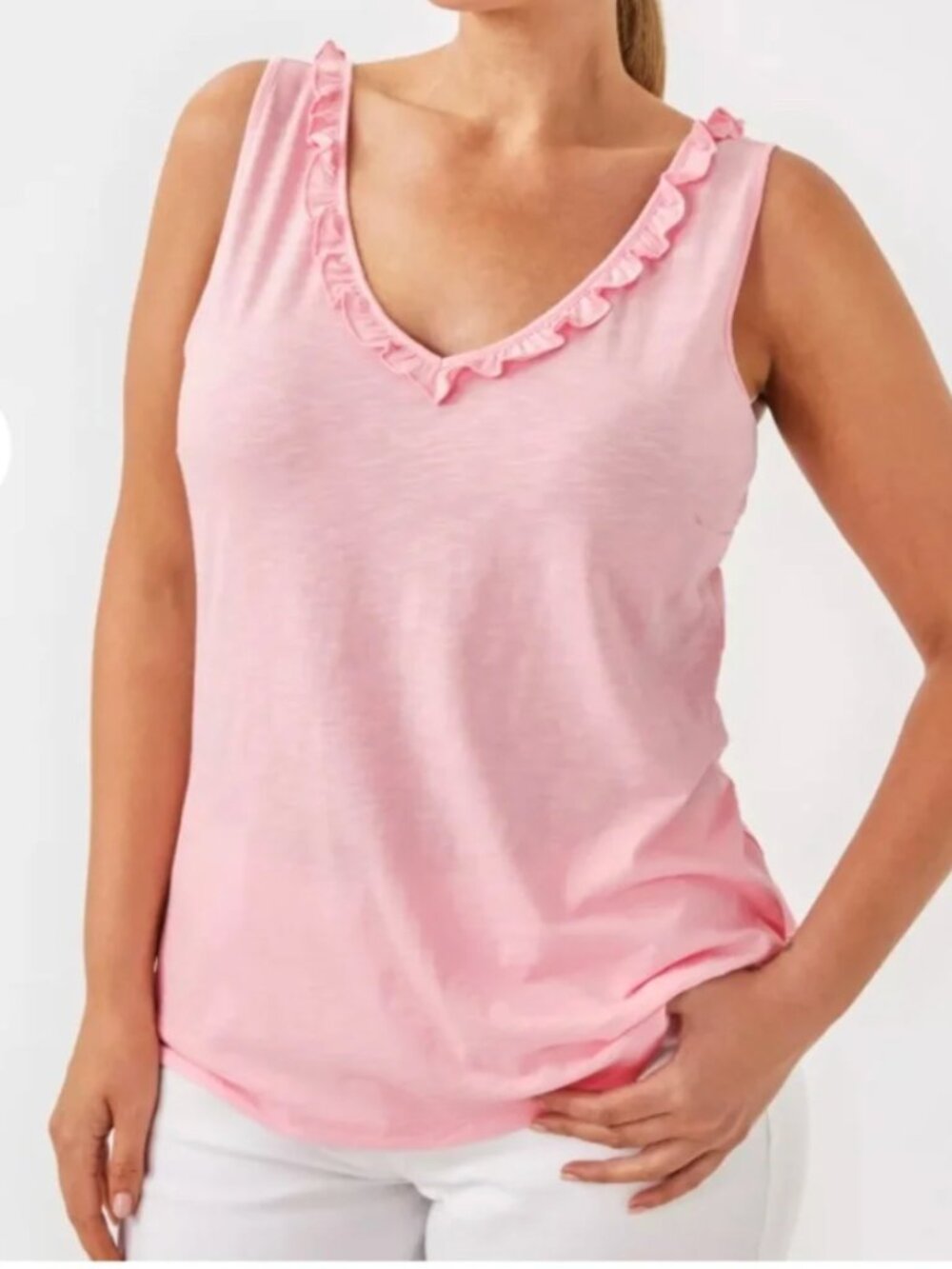 Lilly Pulitzer Gigi Ruffle Tank Top Pink Muse Size M